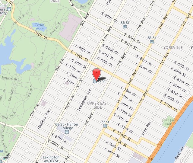 Location Map: 150 East 77th Street New York, NY 10075