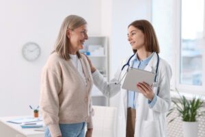 Patient consulting with an endocrinologist